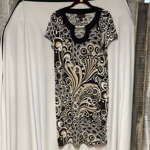 Dana Buchman Black and Brown Geometric Dress